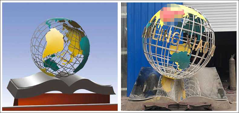不銹鋼地球，景觀地球雕塑，學(xué)校地球儀擺件
