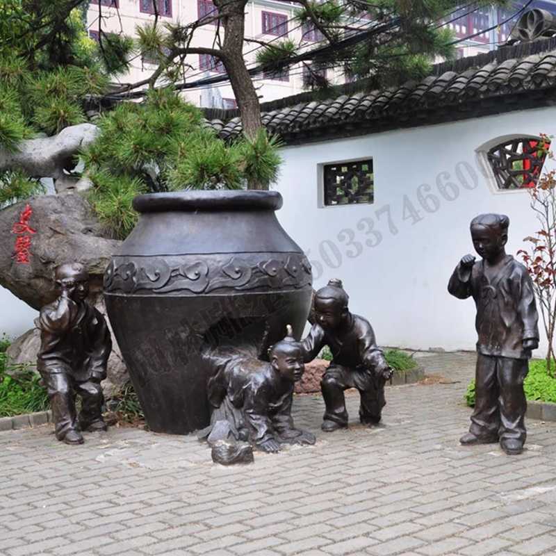 銅小孩雕塑，兒童銅雕塑